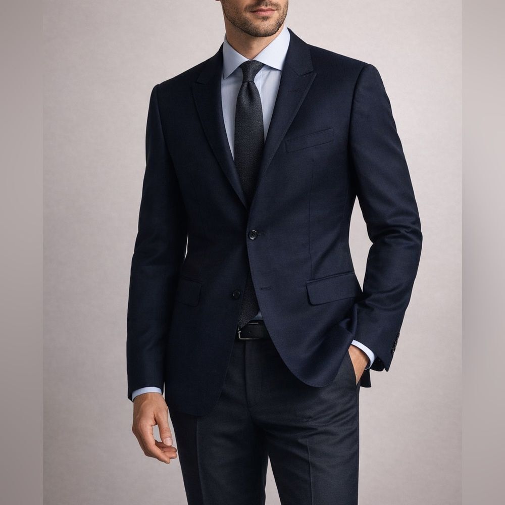 Armani Collezioni Navy Virgin Wool Blazer Jacket US 38 Italy Tailored